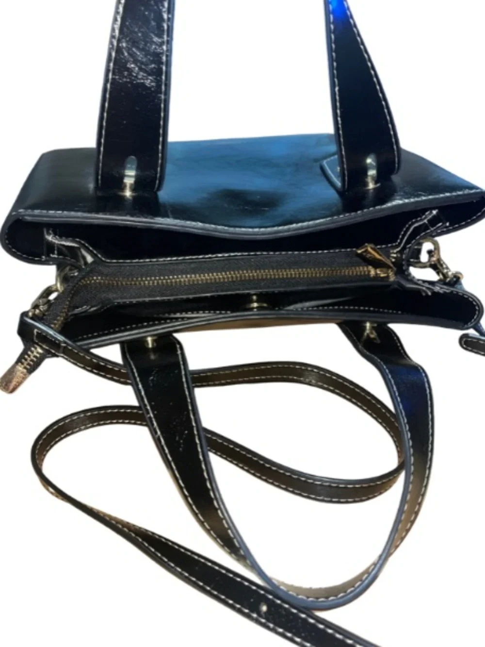 ✨LAORENTOU Black Genuine Leather Structured Satchel Crossbody Bag.- Like New✨